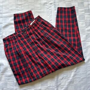 The Lodge Vintage Plaid High Rise Tapered Leg Trousers